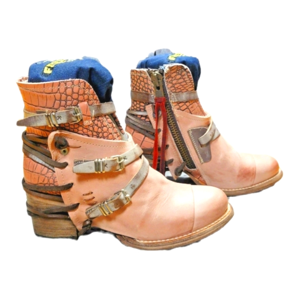 RARE FREEBIRD by Steven "CRUE" Blush Pink Ankle Boots Booties Size 7 HTF